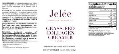 Jelée Collagen Creamer — full label, Supplement Facts and ingredients