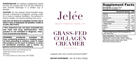 Jelée Collagen Creamer — full label, Supplement Facts and ingredients